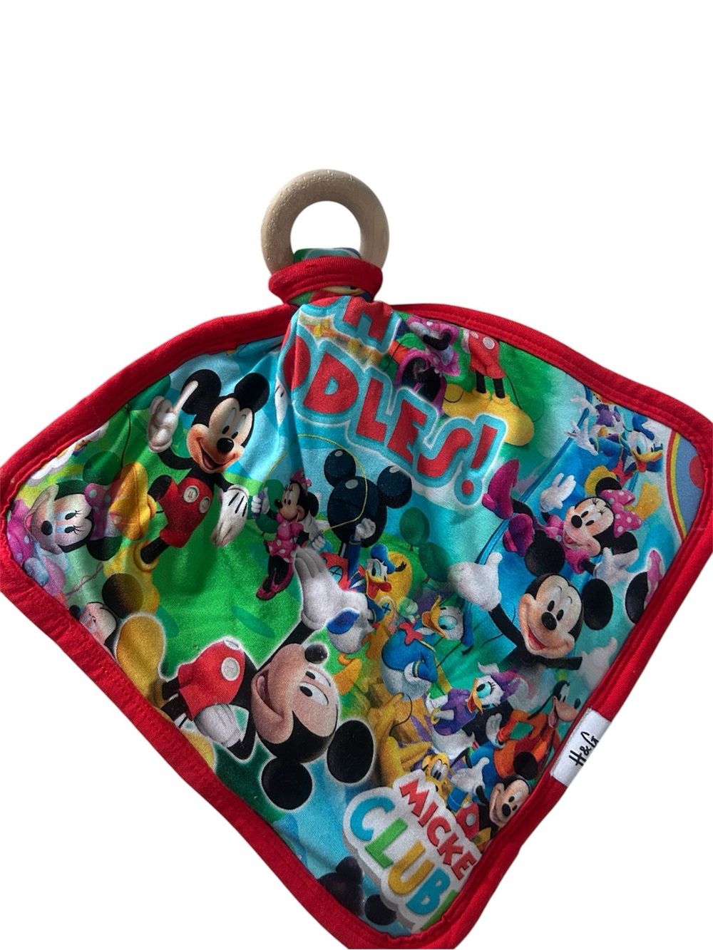 Bamboo Mickey Mouse  Red-Trim Teething Comforter lovey